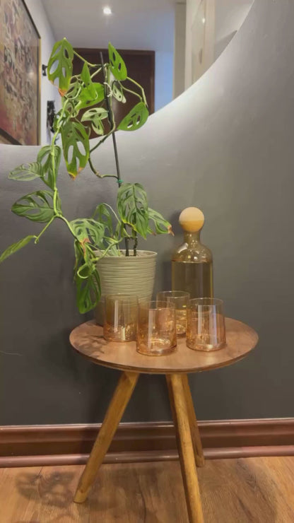 Jarra de Vidrio Decantador Lujoso 4 vasos Ambar