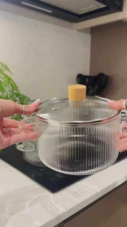 Olla de Vidrio Perilla Madera Minimalista