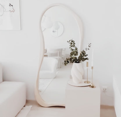 Espejo Asimetrico Cuerpo Entero Madera Blanco 180X80cm