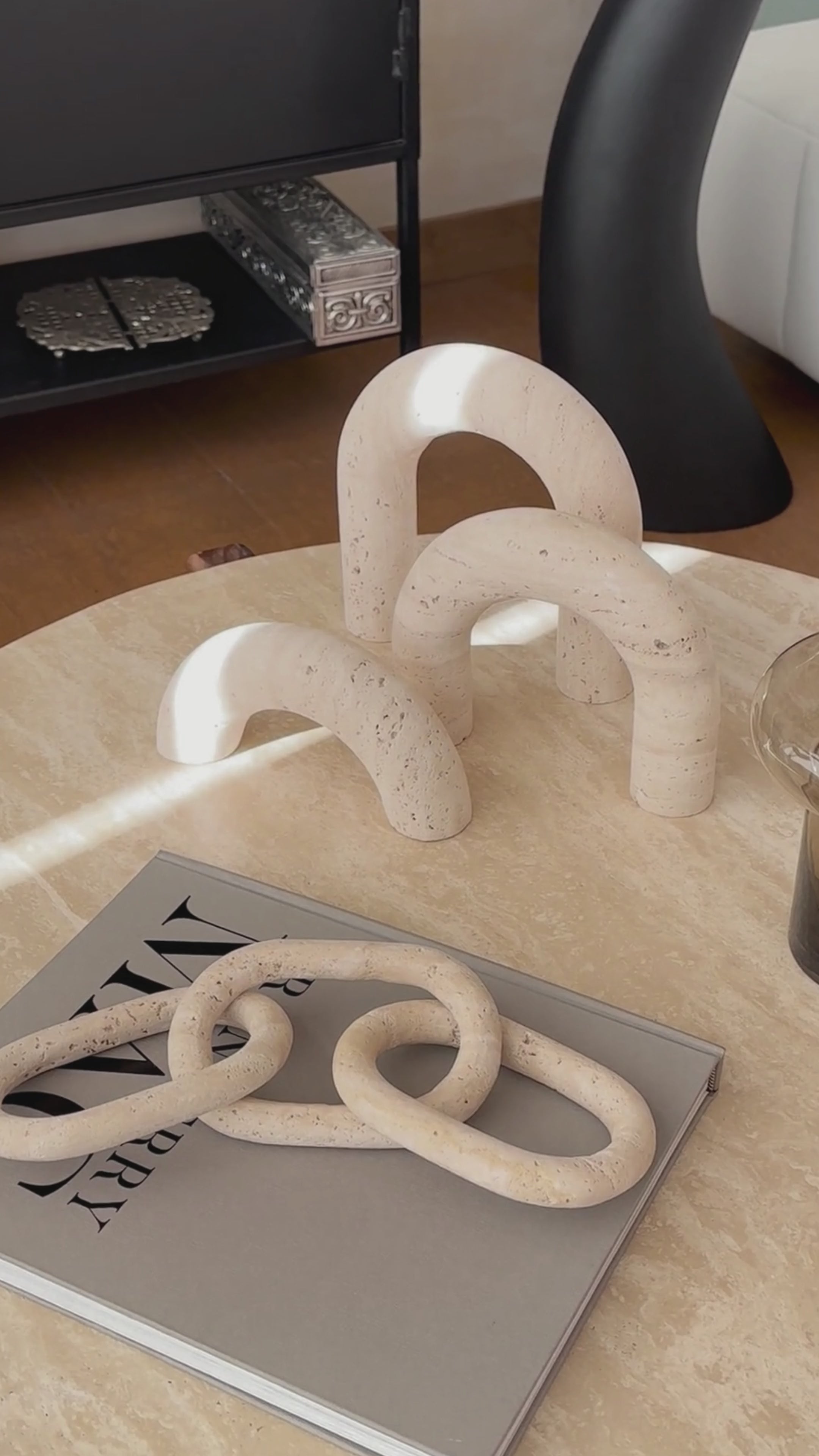 Cargar vídeo: PREVENTA - Set 3 Arcos Figura Deco Estilo Mármol Travertino