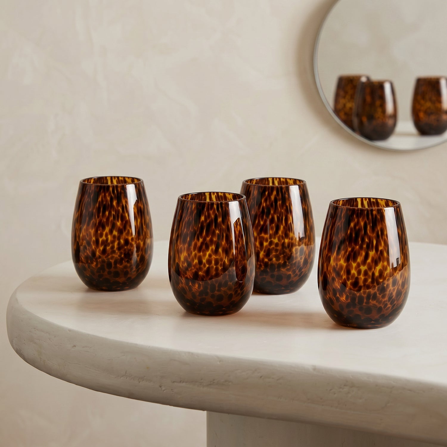 PREVENTA - Set 4 Vasos Vidrio Carey