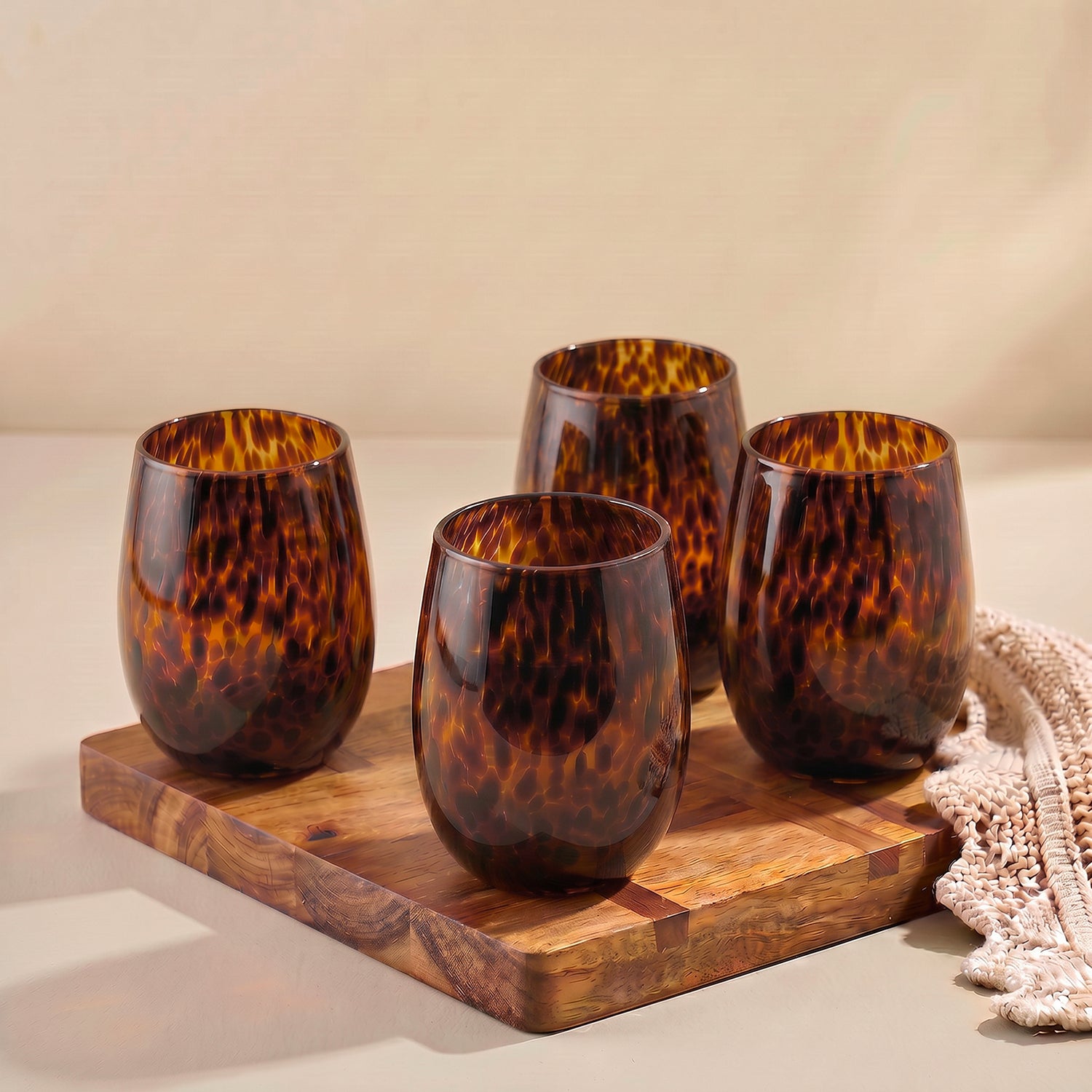 PREVENTA - Set 4 Vasos Vidrio Carey