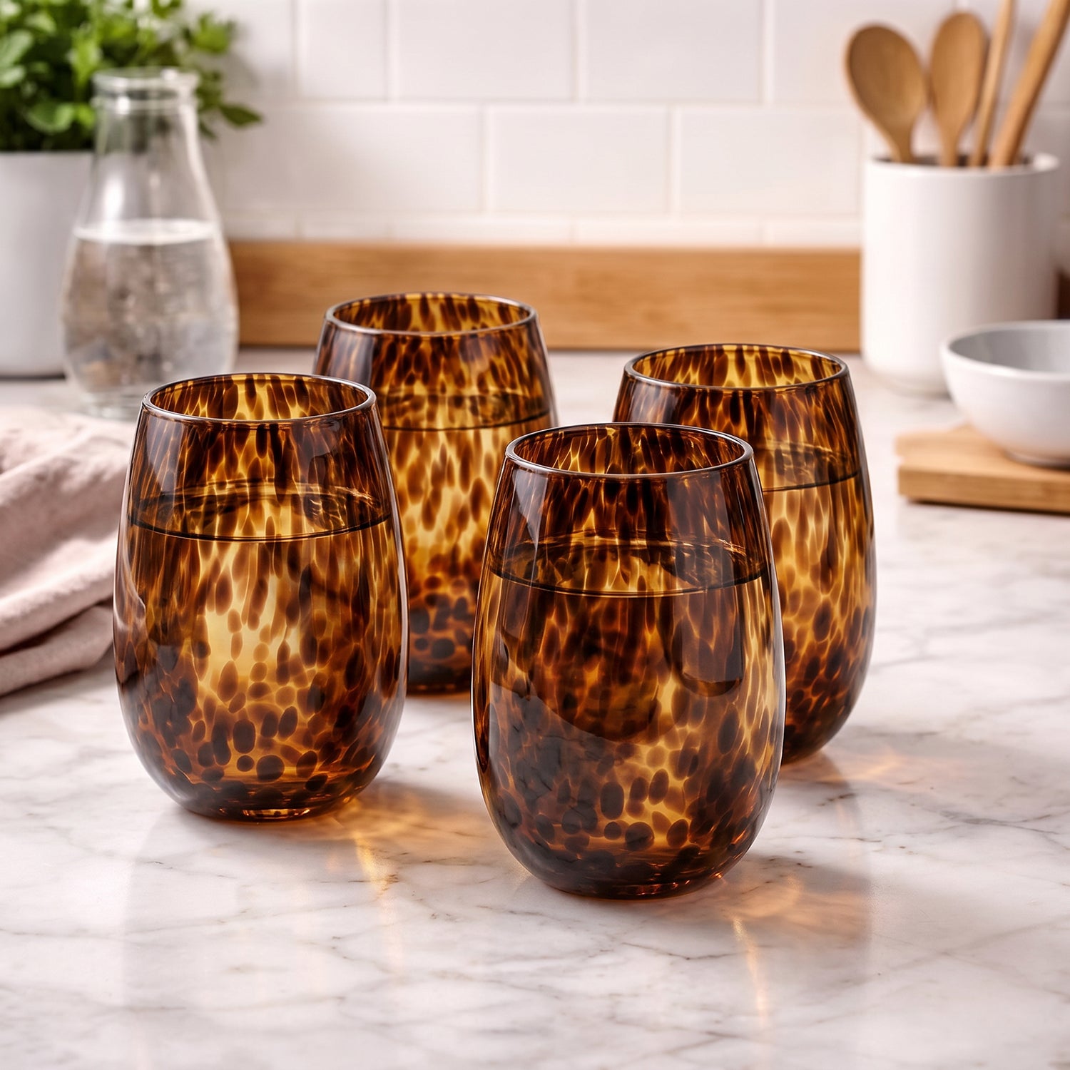 PREVENTA - Set 4 Vasos Vidrio Carey