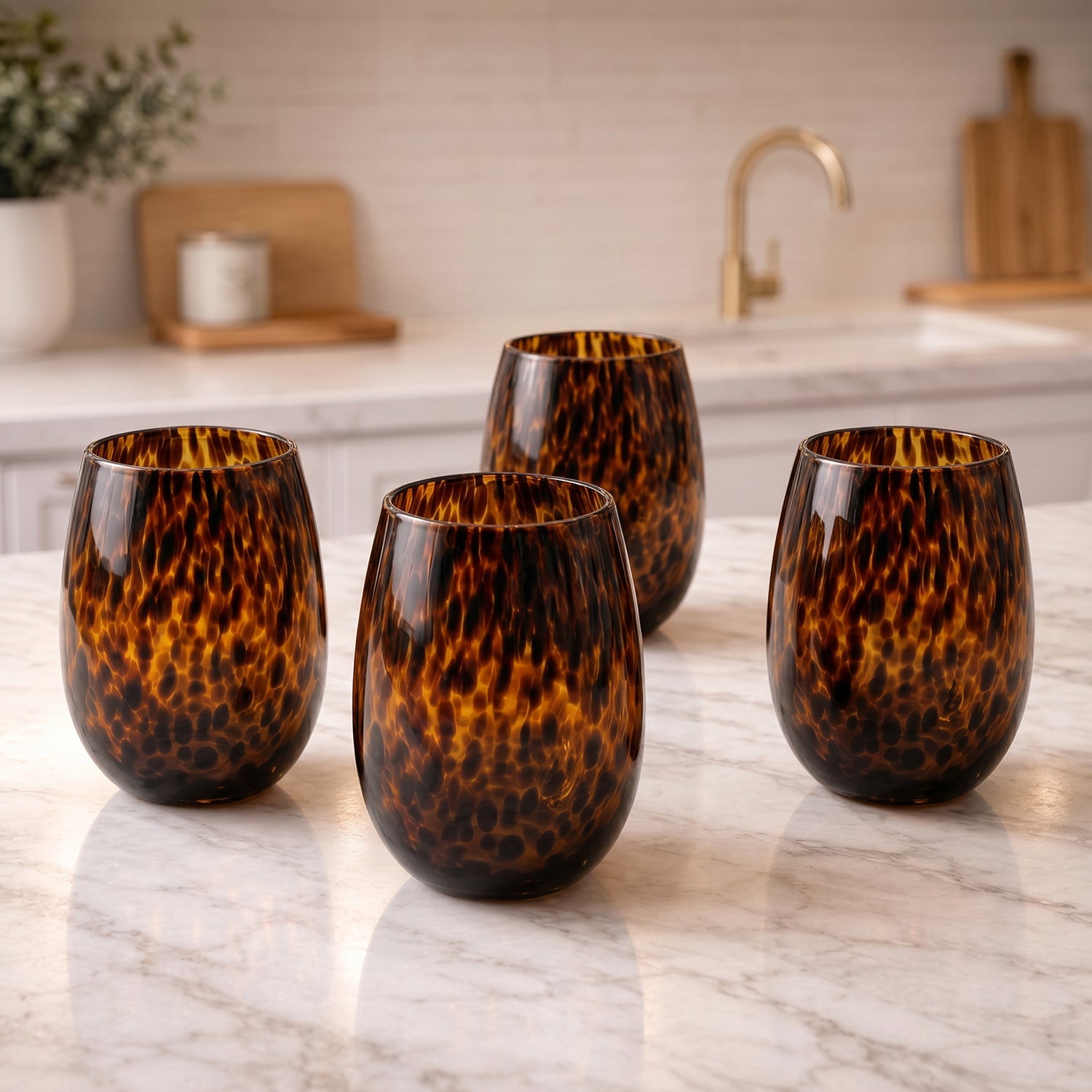PREVENTA - Set 4 Vasos Vidrio Carey