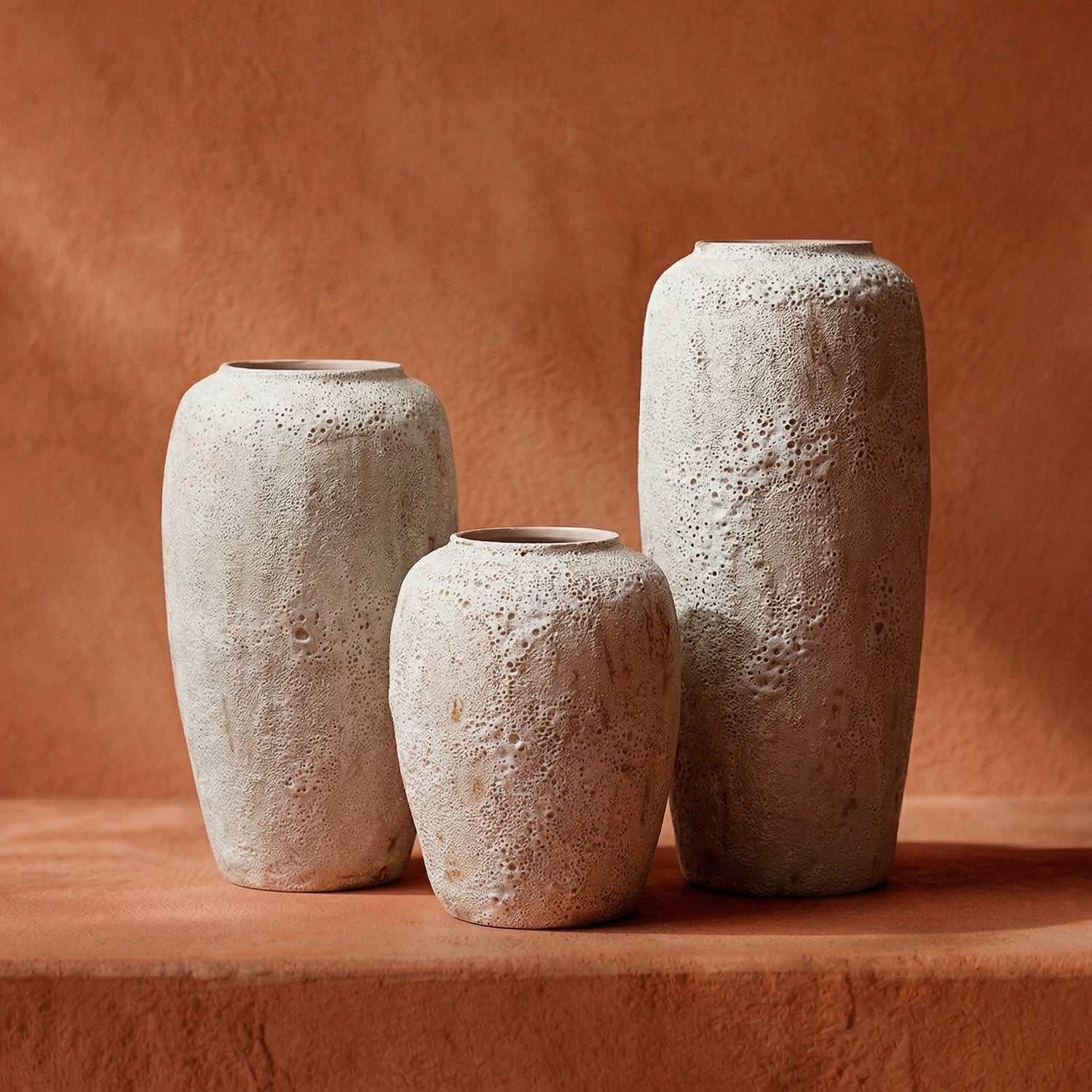 PREVENTA - Set Maceteros Jarrón Cerámica Rustico 3 Niveles