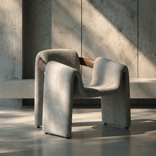 Silla Poltrona Cozy Sherpa y Madera Gris Claro