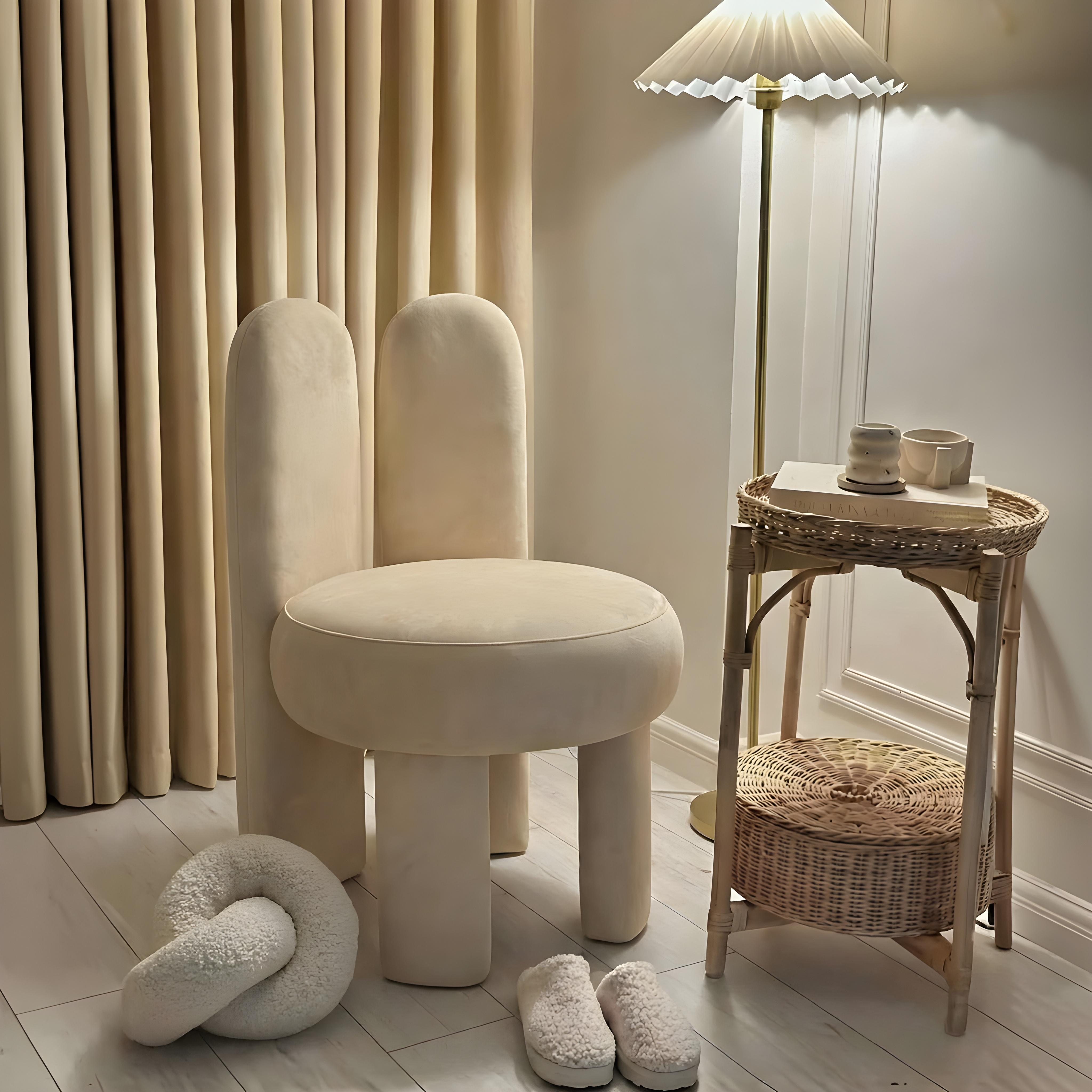 PREVENTA - Silla Taburete Tocador de Terciopelo Blanco