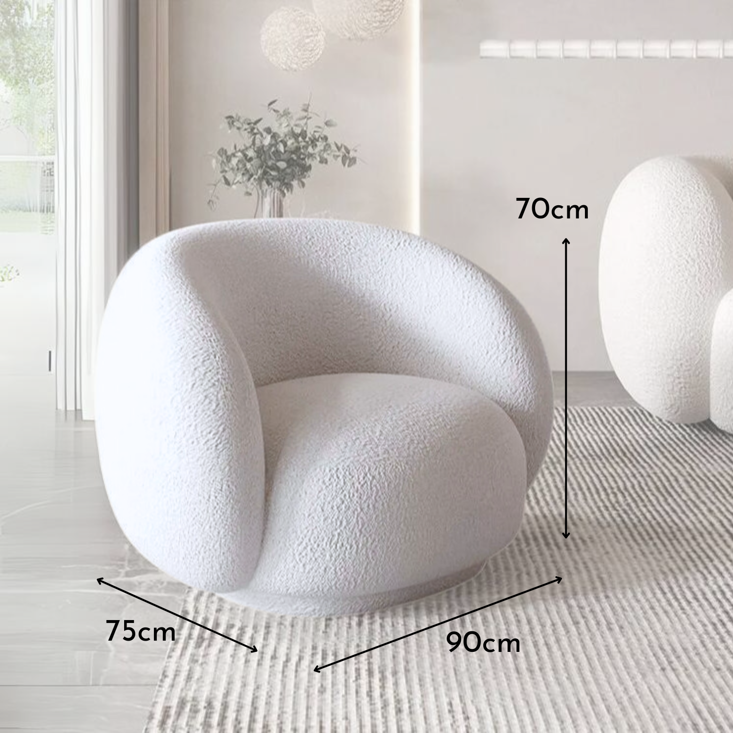 Sillón Individual Blanco Estilo Minimalista Blanco