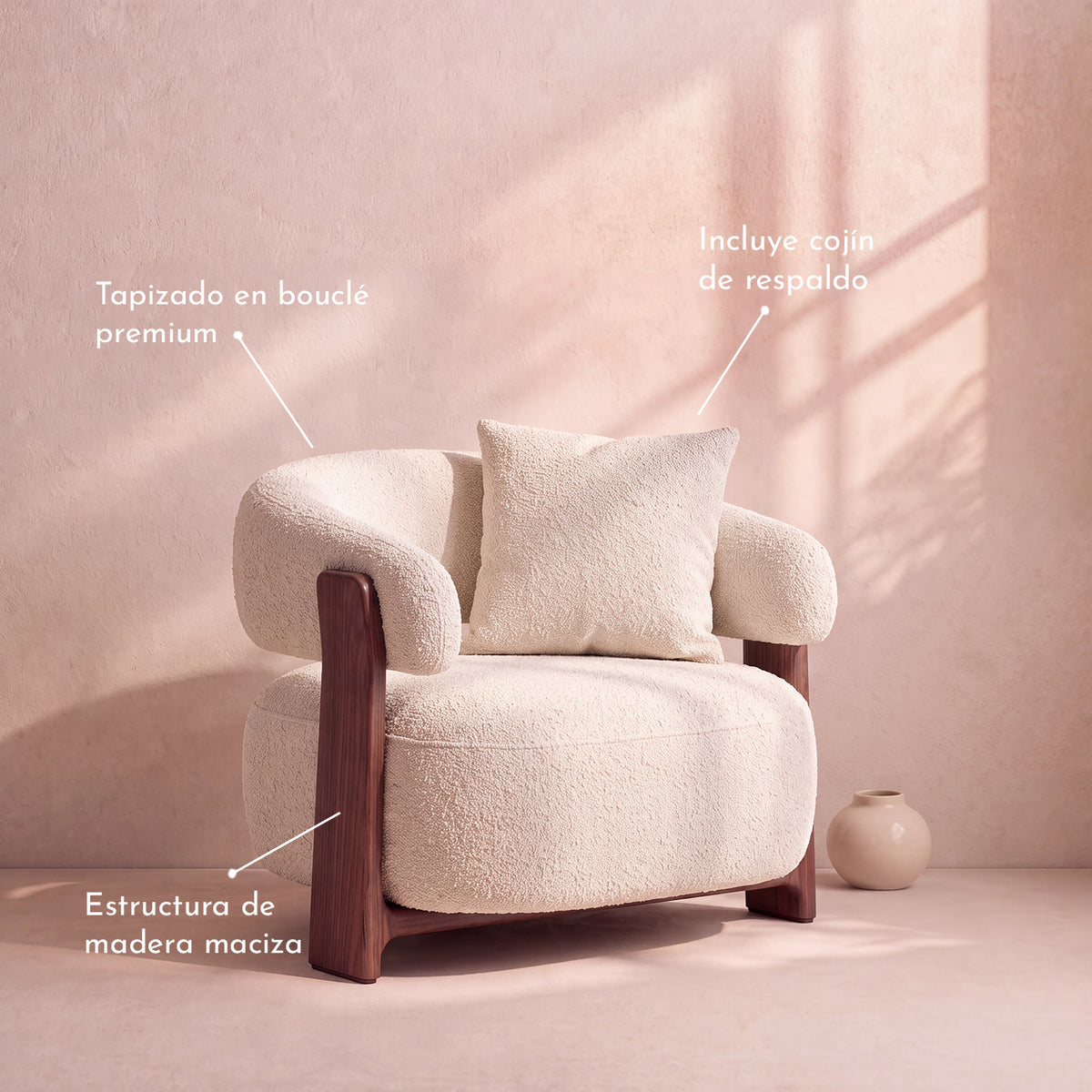 PREVENTA - Sofá Bouclé Madera Beige
