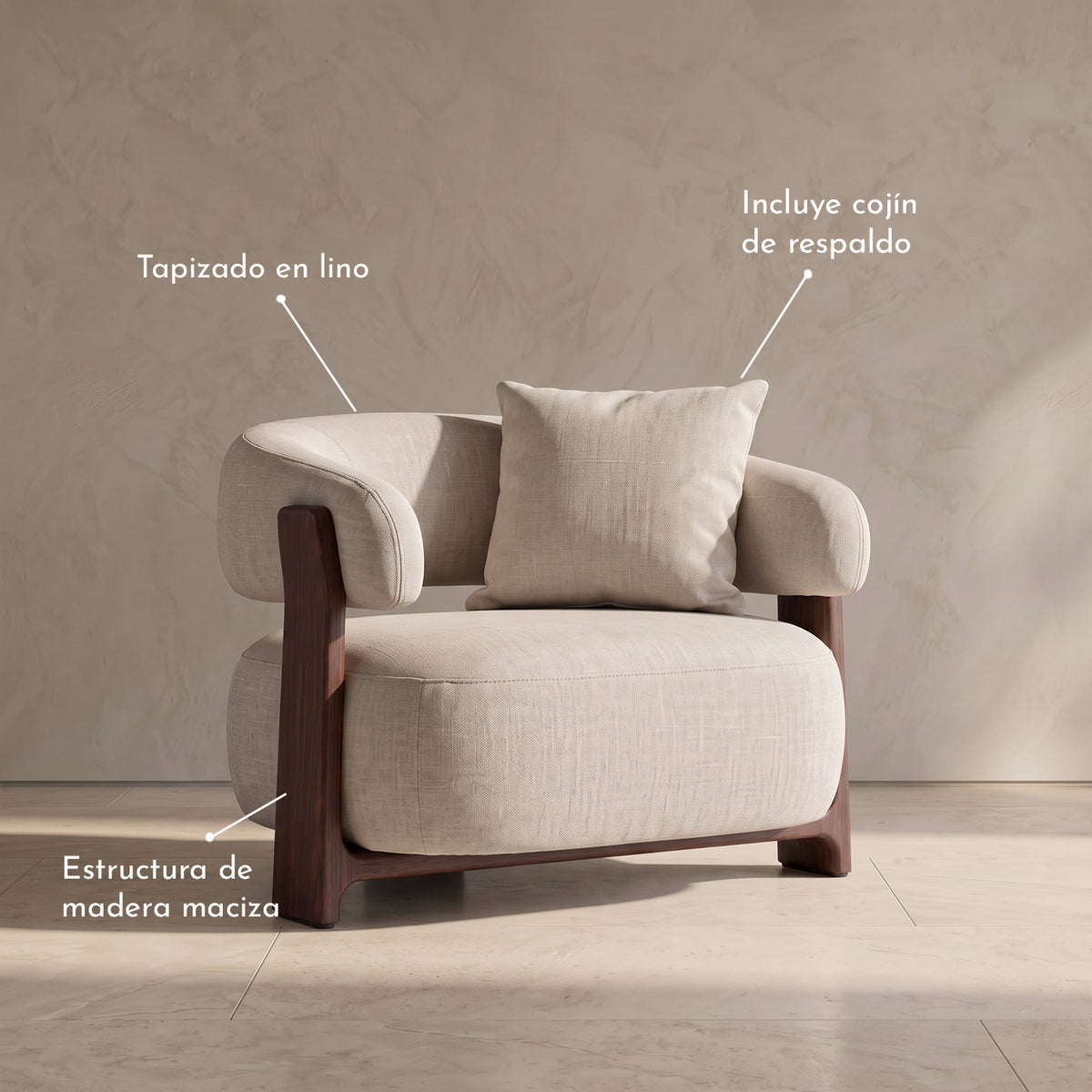 PREVENTA - Sofá Lino Madera Beige