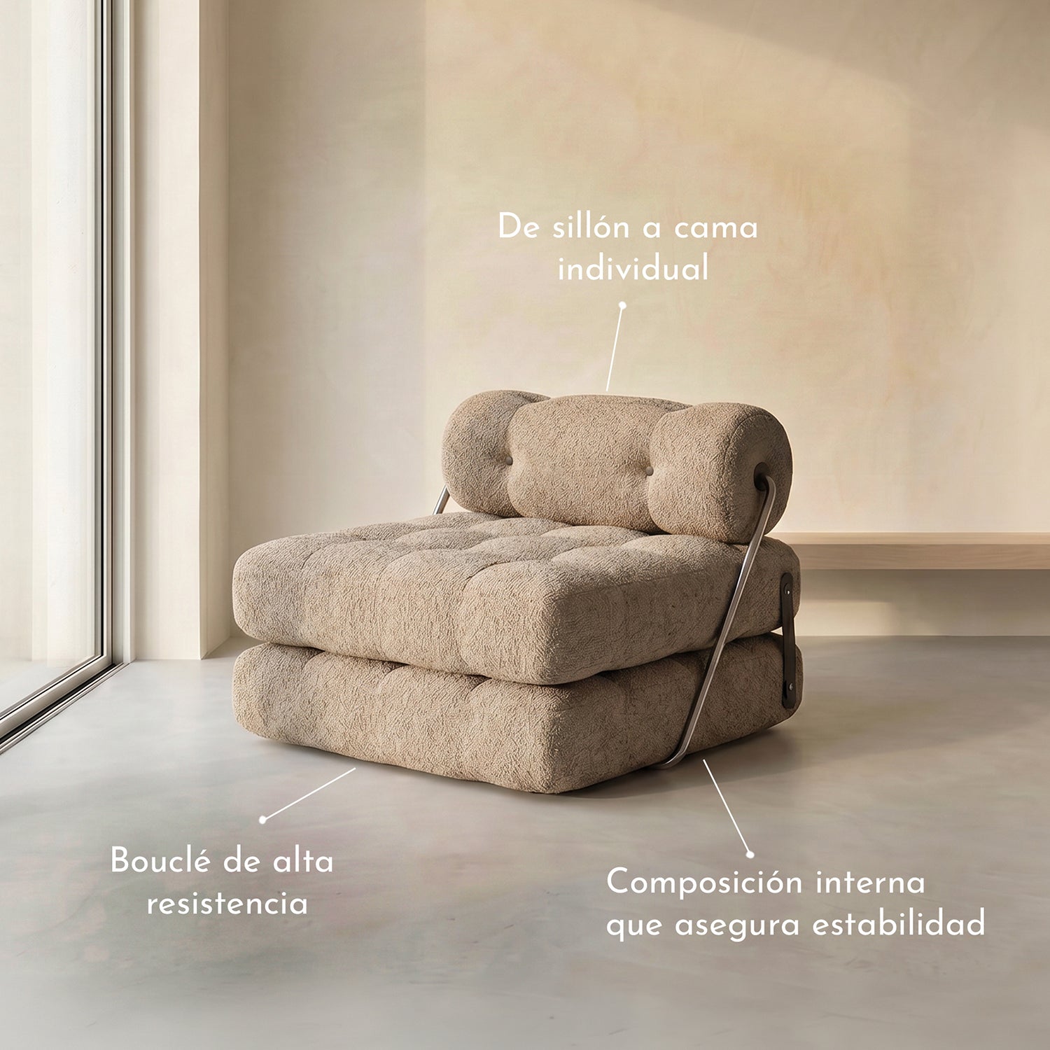 PREVENTA - Sofá Cama Bouclé Arena Plegable