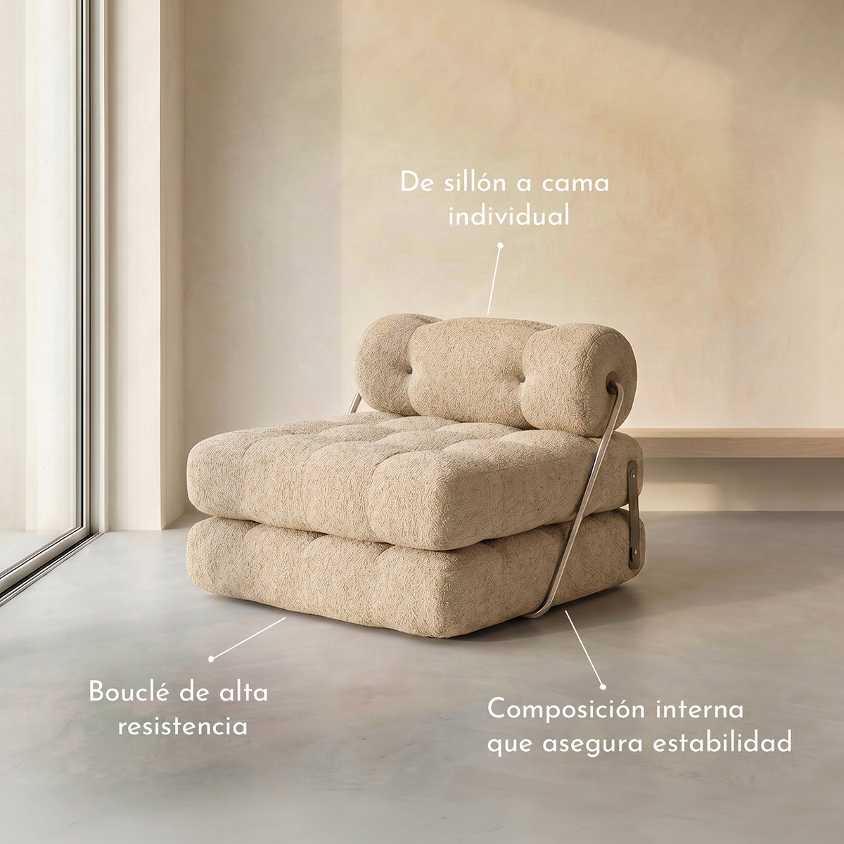 Sofá Cama Bouclé Arena Plegable