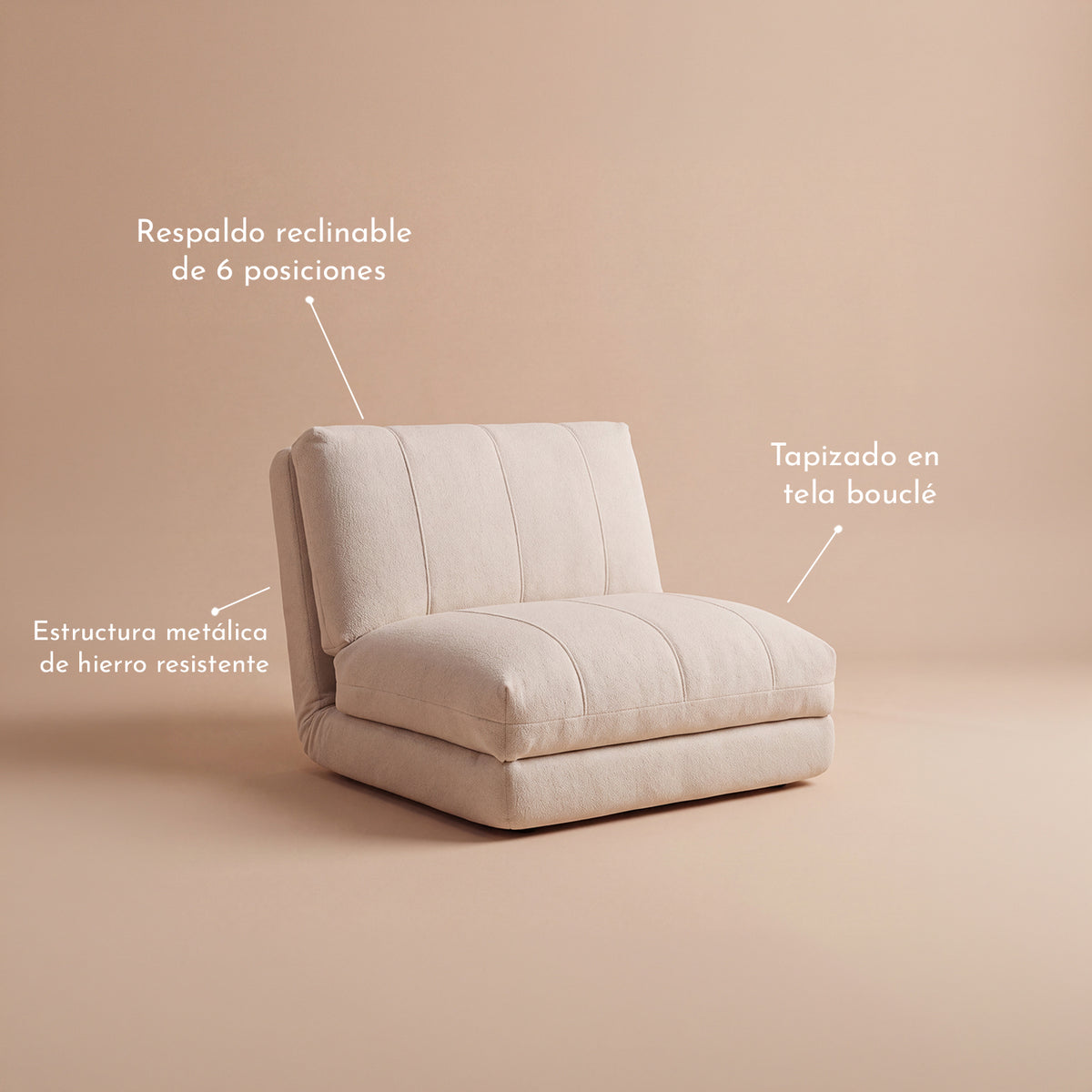 PREVENTA - Sofá Cama Plegable Bouclé Crema