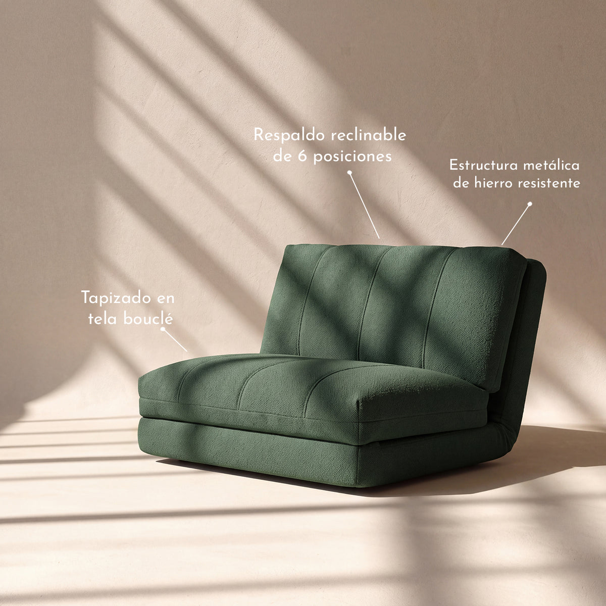 PREVENTA - Sofá Cama Plegable Bouclé Verde