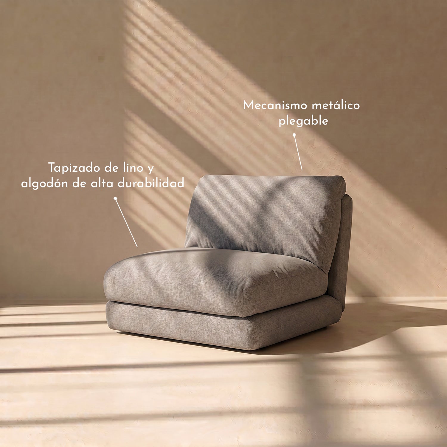 PREVENTA - Sofá Plegable Individual Lino Gris