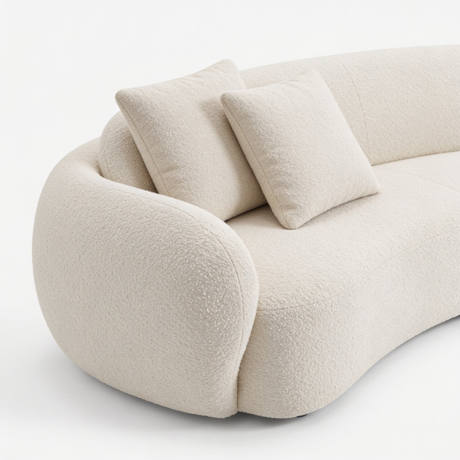 PREVENTA - Sofá Curvo Bouclé Beige 250cm