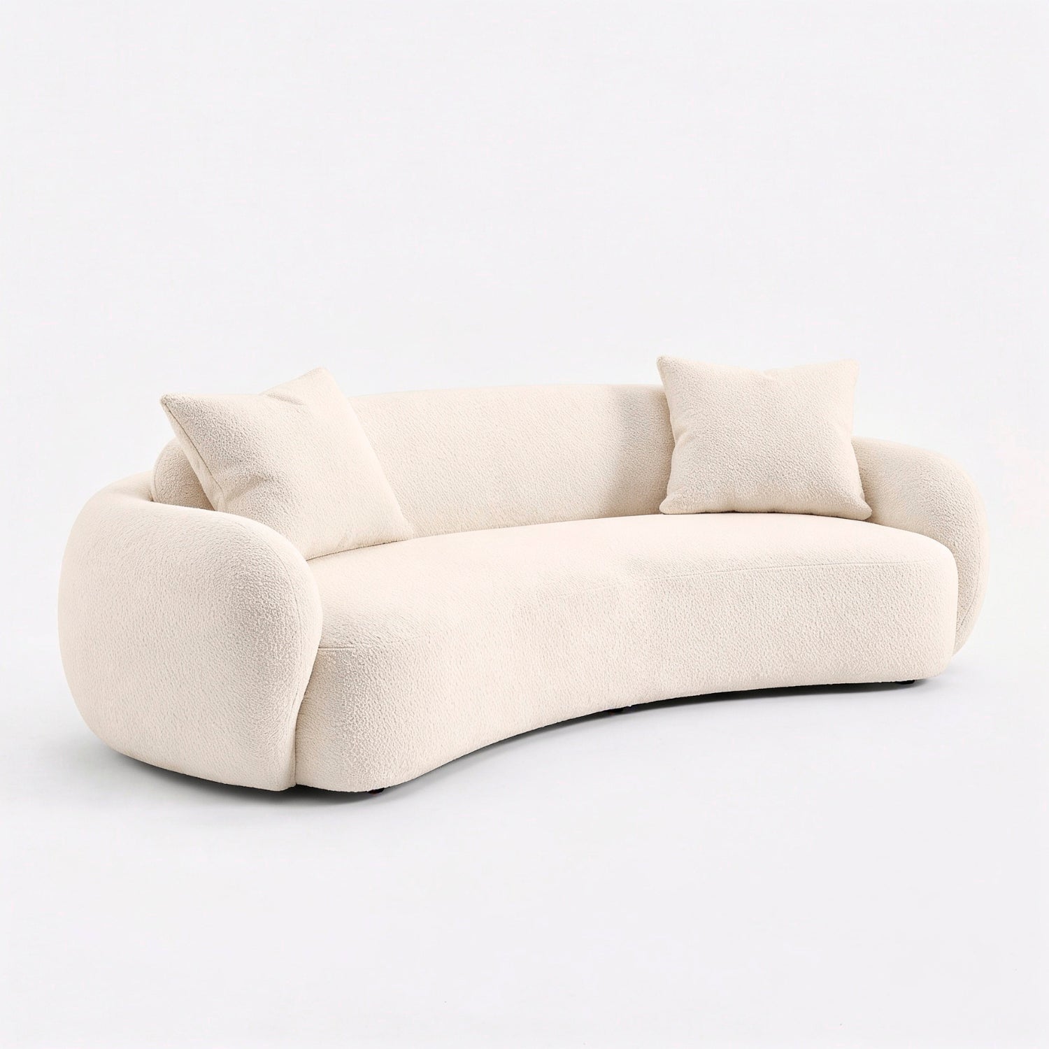 PREVENTA - Sofá Curvo Bouclé Beige 250cm