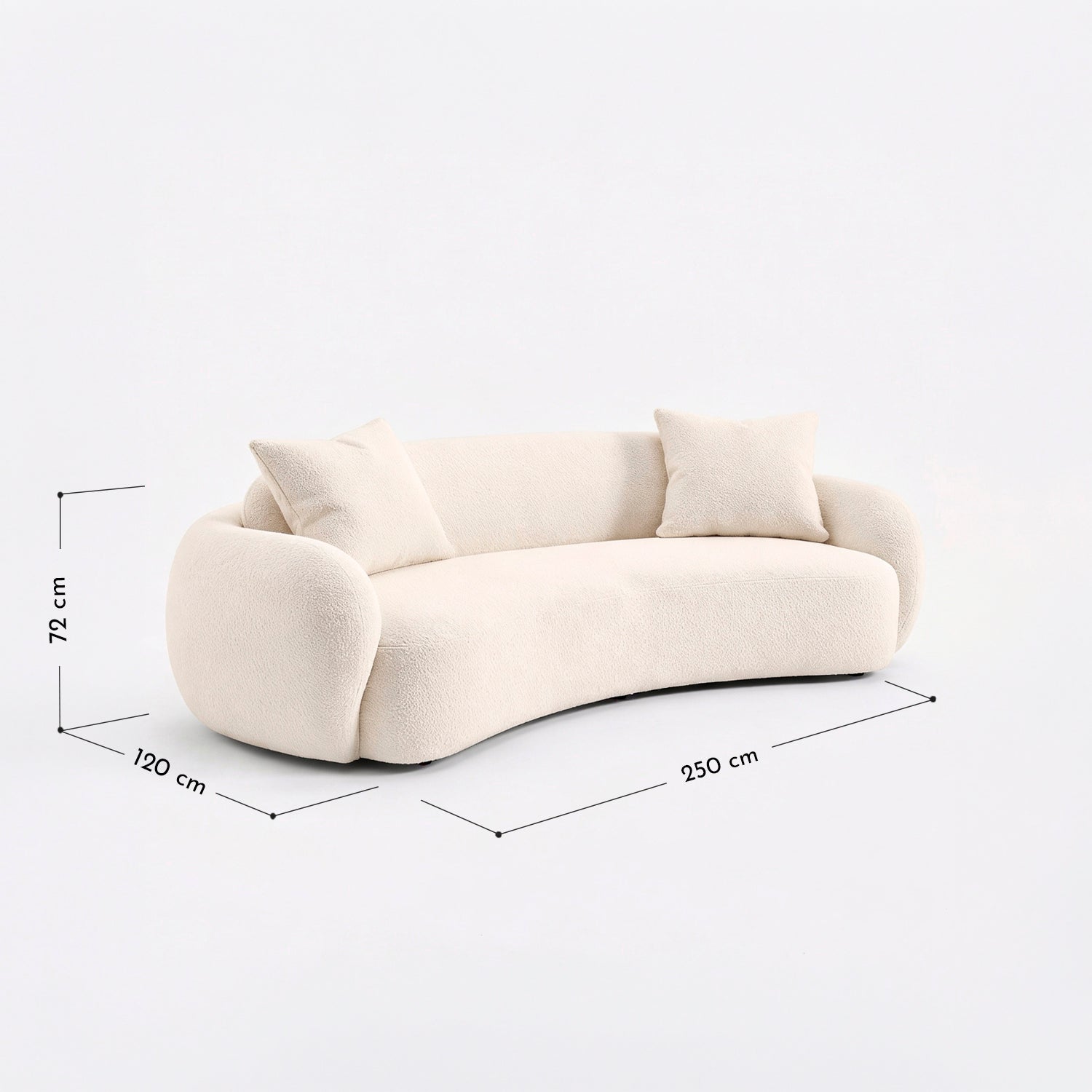 PREVENTA - Sofá Curvo Bouclé Beige 250cm