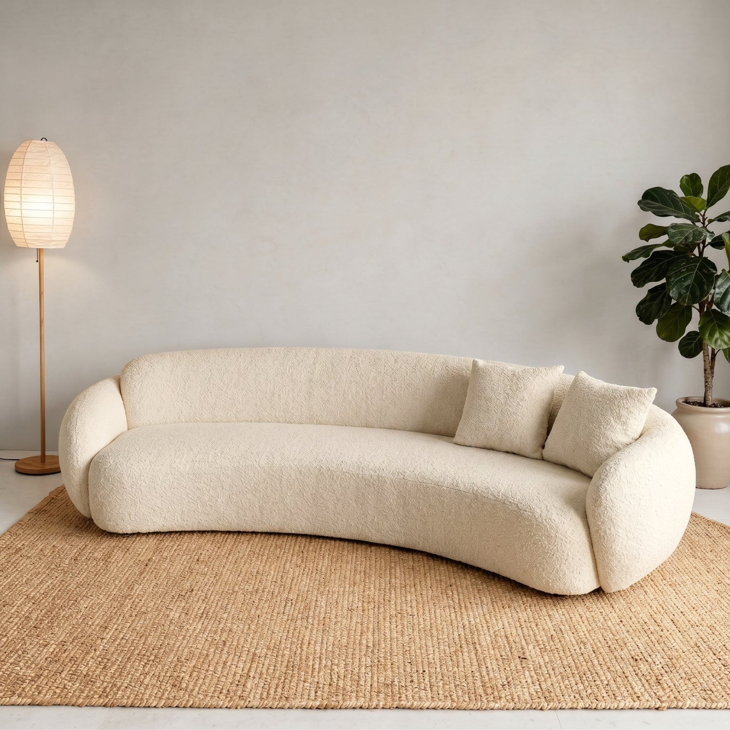 PREVENTA - Sofá Curvo Bouclé Beige 250cm