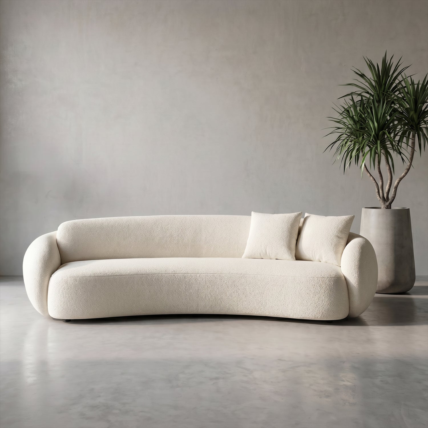 PREVENTA - Sofá Curvo Bouclé Beige 250cm