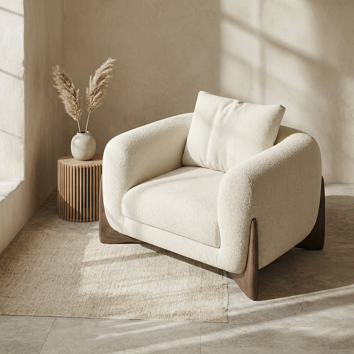 Sofá Poltrona Diseño Wabi Sabi Blanco