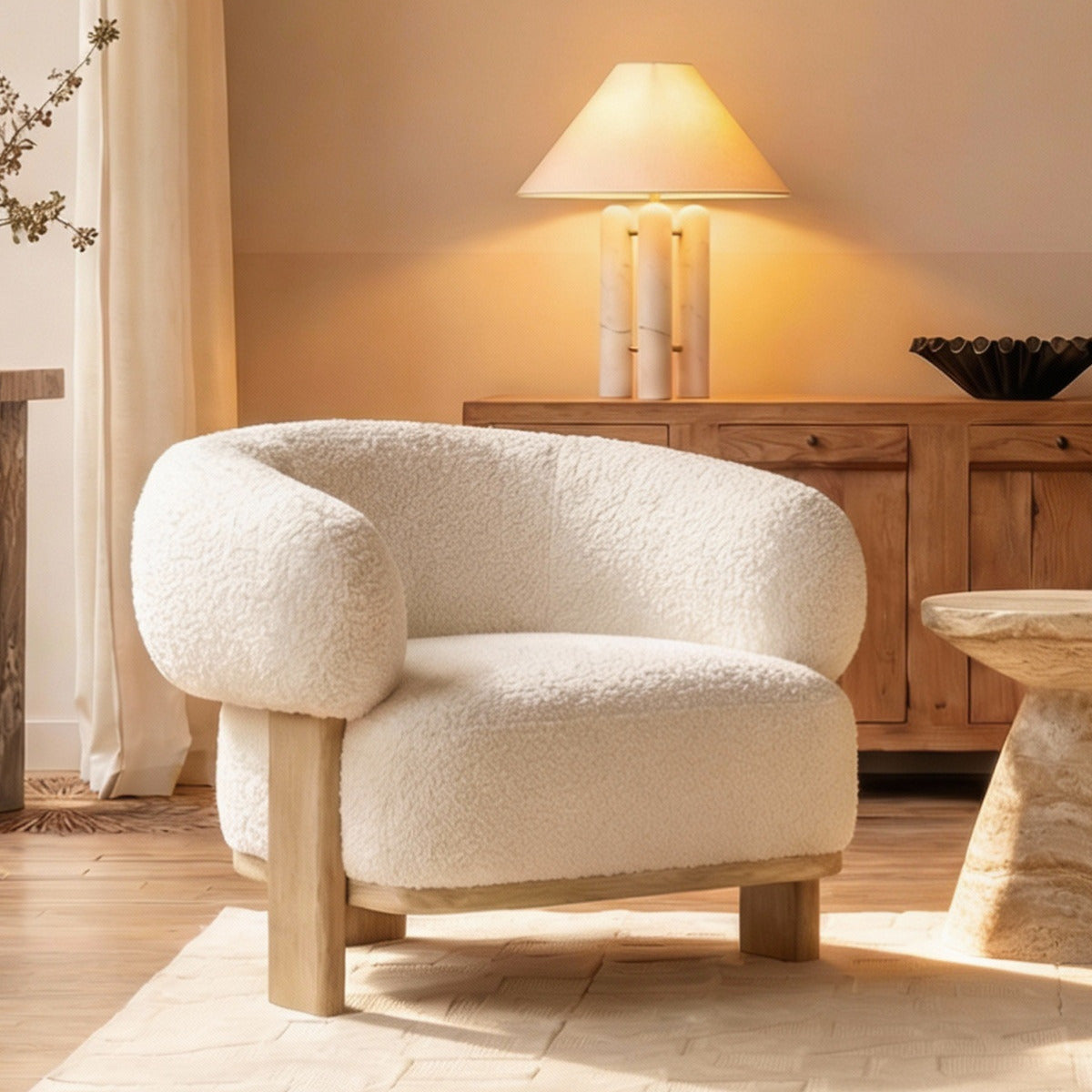 Sofá Poltrona Sessel Sherpa Crema