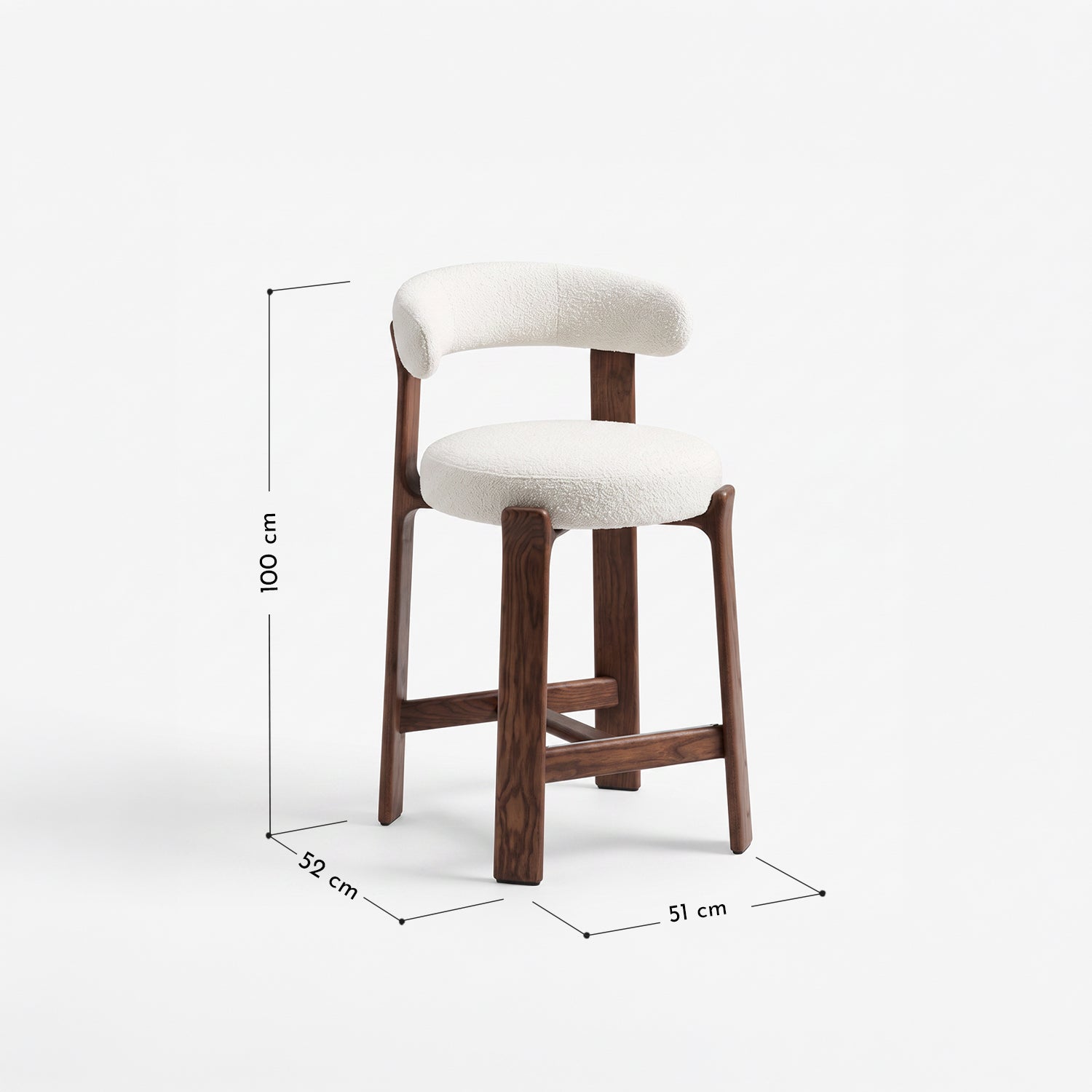 PREVENTA - Taburete Alto de Barra Nogal & Bouclé Blanco