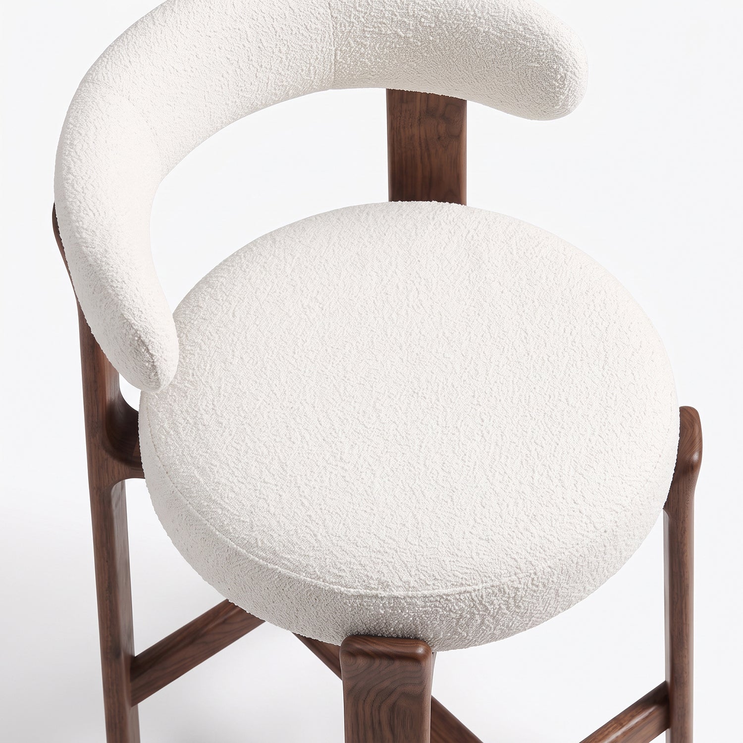 PREVENTA - Taburete Alto de Barra Nogal & Bouclé Blanco