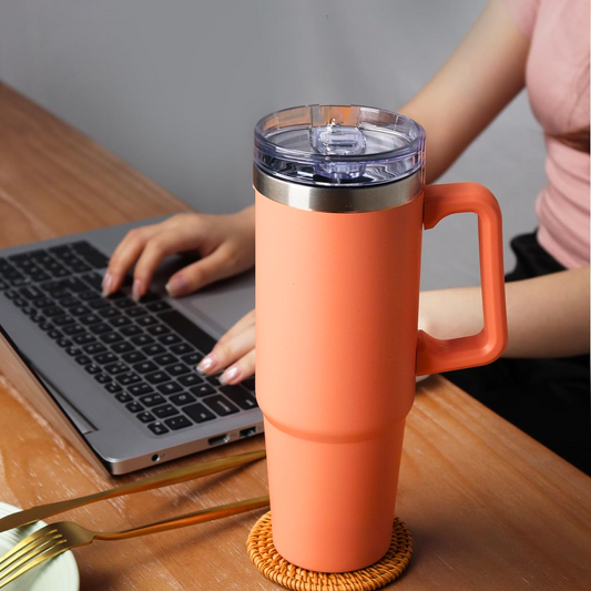 Vaso Termico con Asa Naranjo 1200 ml