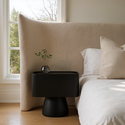 Velador Moderno Cajón Estilo Nórdico Negro